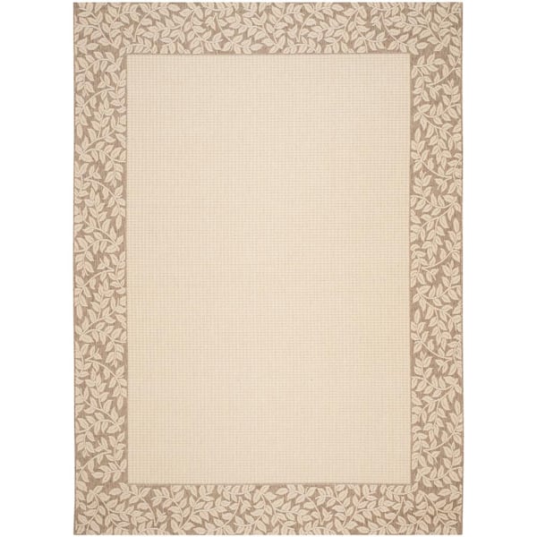 Courtyard Natural/Brown 8 ft. x 11 ft. Border Indoor/Outdoor Patio Area Rug
