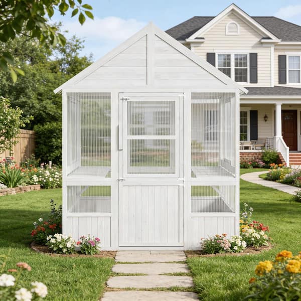 Kingdely All-Weather 5 ft. W x 7 ft. D x 7 ft. H Cedar Wood White