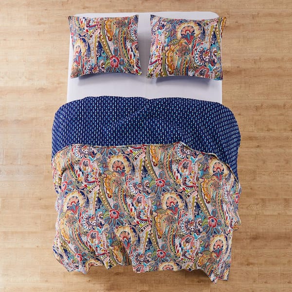 LEVTEX HOME NaNette 3-Piece Multi-Color Paisley Cotton King LEVTEX HOME NaNette 3-Piece Multi-Color Paisley Cotton King