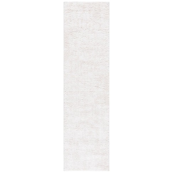 Rumi Shag 2 ft. x 8 ft. Ivory/Light Beige Solid Distressed Runner Rug