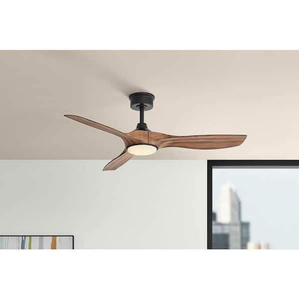 Marlon 52 in. Integrated LED Indoor Natural Iron Ceiling Fan with Brazilian Walnut Blades and Remote Control