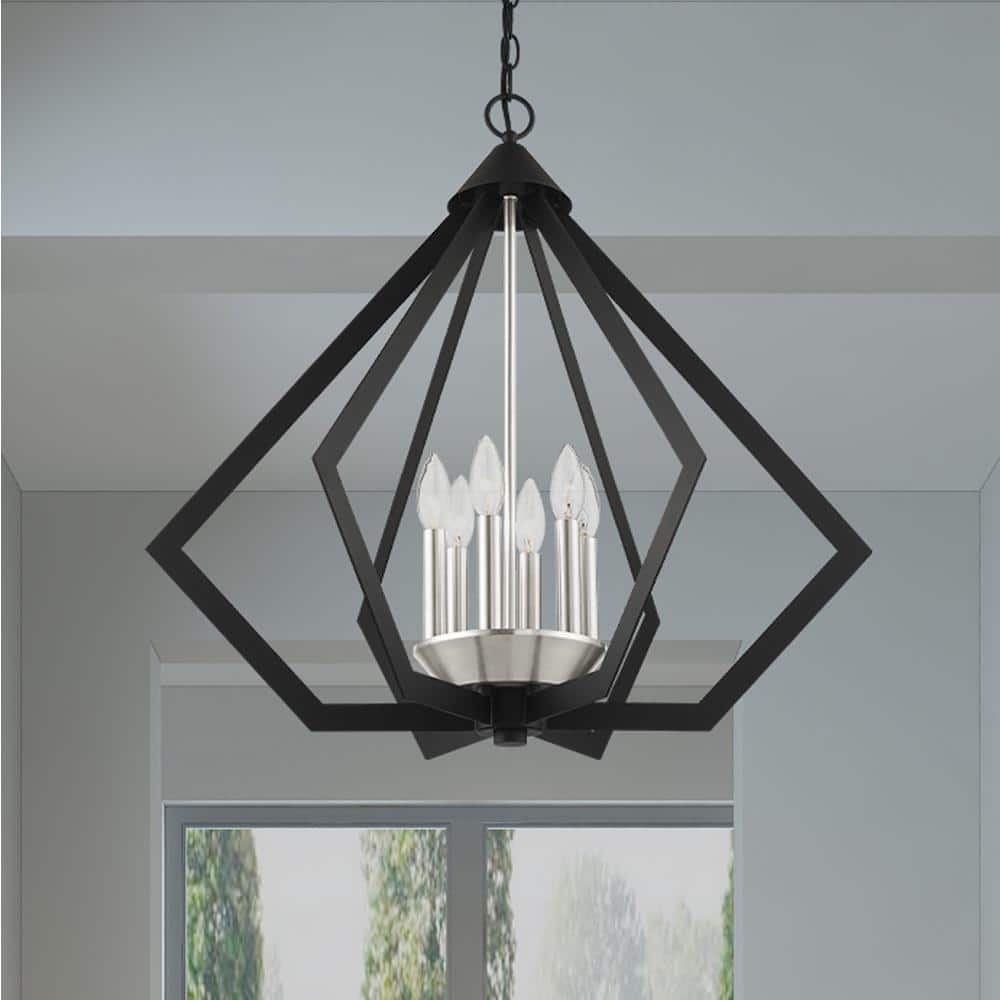 Prism 6-Light Black and Nickel Steel Chandelier