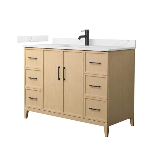 Wyndham Collection Elan 48 in. W x 22 in. D x 35 in. H Single Bath Vanity in White Oak with Giotto Quartz Top