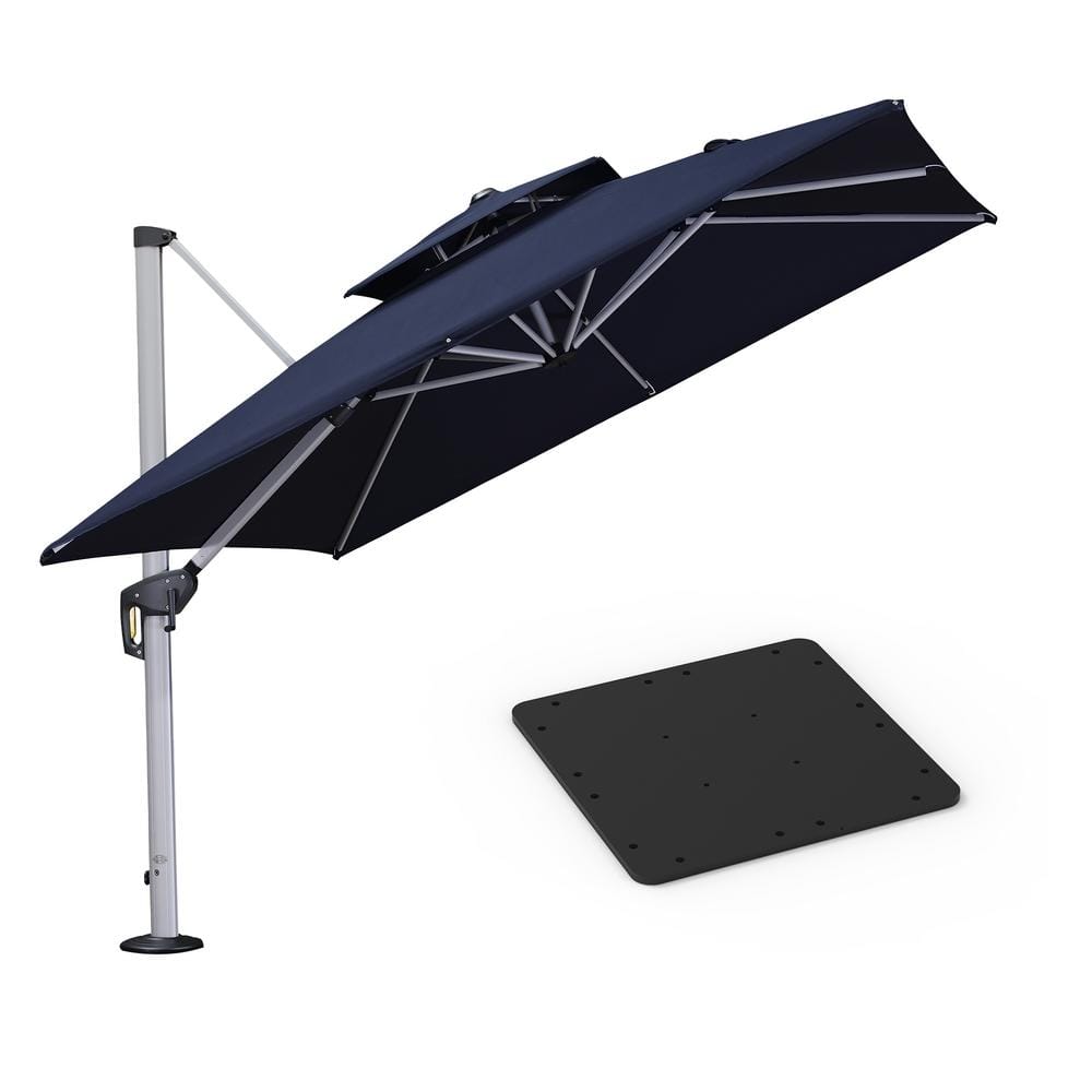 9 ft. Square High-Quality Aluminum Cantilever Outdoor Patio Umbrella with Base Plate, Navy Blue price history on PriceWatchPro