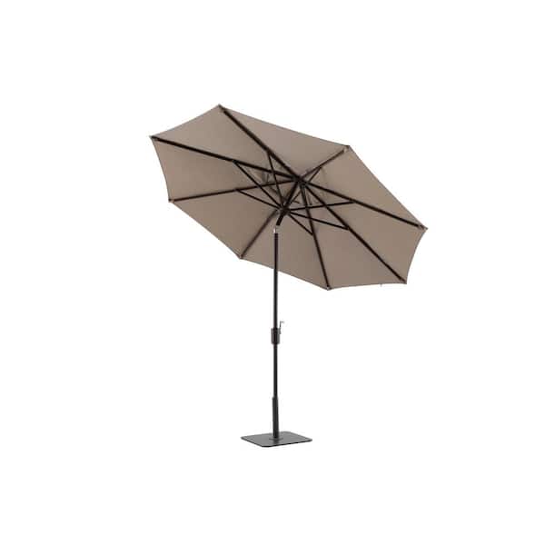 Trustmade Modern Muse 9 ft. Aluminum Market Tilt Crank Lift Patio Umbrella in Sunbrella Cast Shale