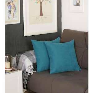 Charlie Set of 2-Teal Modern Square Throw Pillows 1 in. x 8 in.
