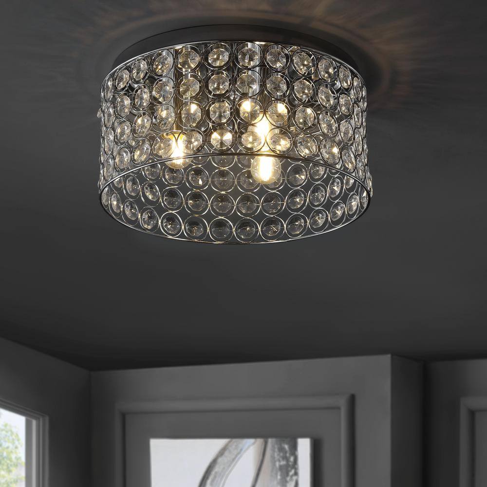 Ellen Crystal Chrome 15" LED Flush Mount Ceiling Light