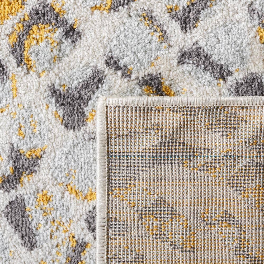 Ivory and Gold Synthetic Round Hand-knotted Rug
