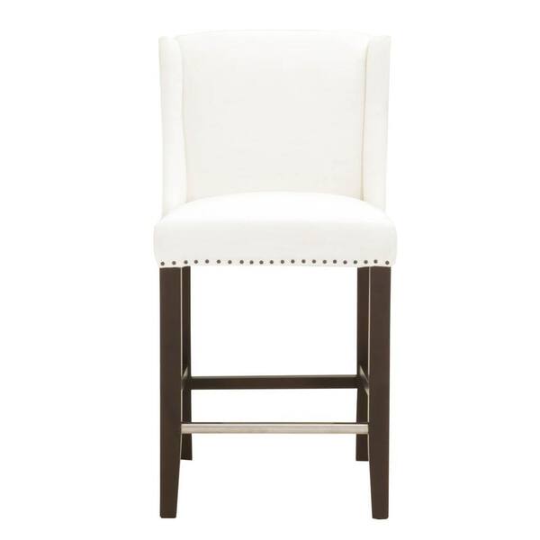 Orient Express Furniture Ryden 26 in. Pure White Fabric, Espresso Counter Stool