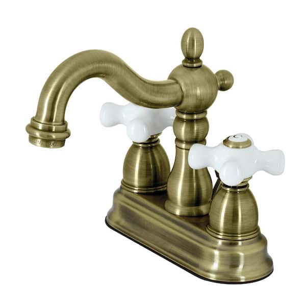 Heritage 4 in. Centerset 2-Handle Bathroom Sink Faucet with Pop-Up Drain in Brass