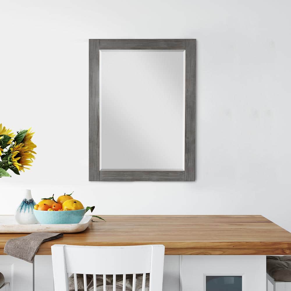Ivy 28" Silver Rectangular Wood Bathroom Mirror
