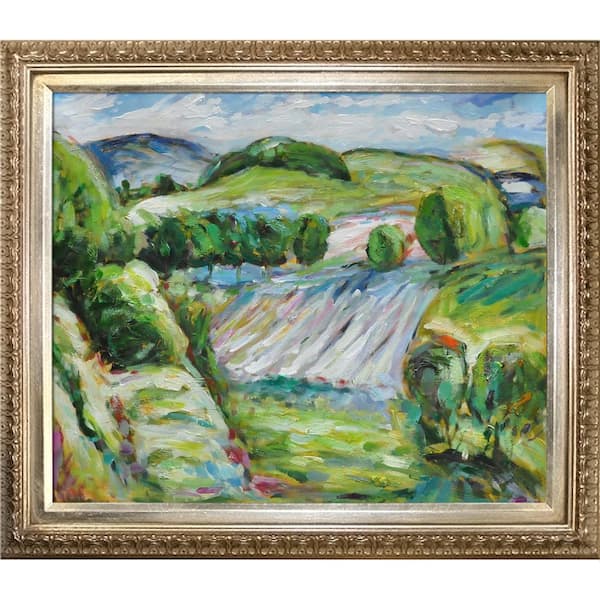 LA PASTICHE Fields by Alfred Henry Maurer Elegant Champagne Finish Wood Framed Nature Oil Painting Art Print 26 in. x 30 in.
