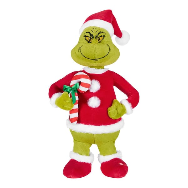 Unbranded 13 in. Dr. Seuss Christmas Animated Happy Shuffle-Grinch with Candy Cane Standing Decor