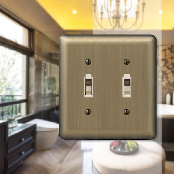 Brass 2-Gang Toggle Wall Plate (1-Pack)