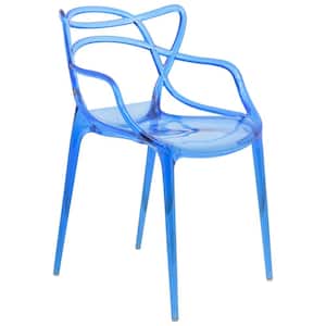 Milan Modern Transparent Blue Wire Design Dining Armchair