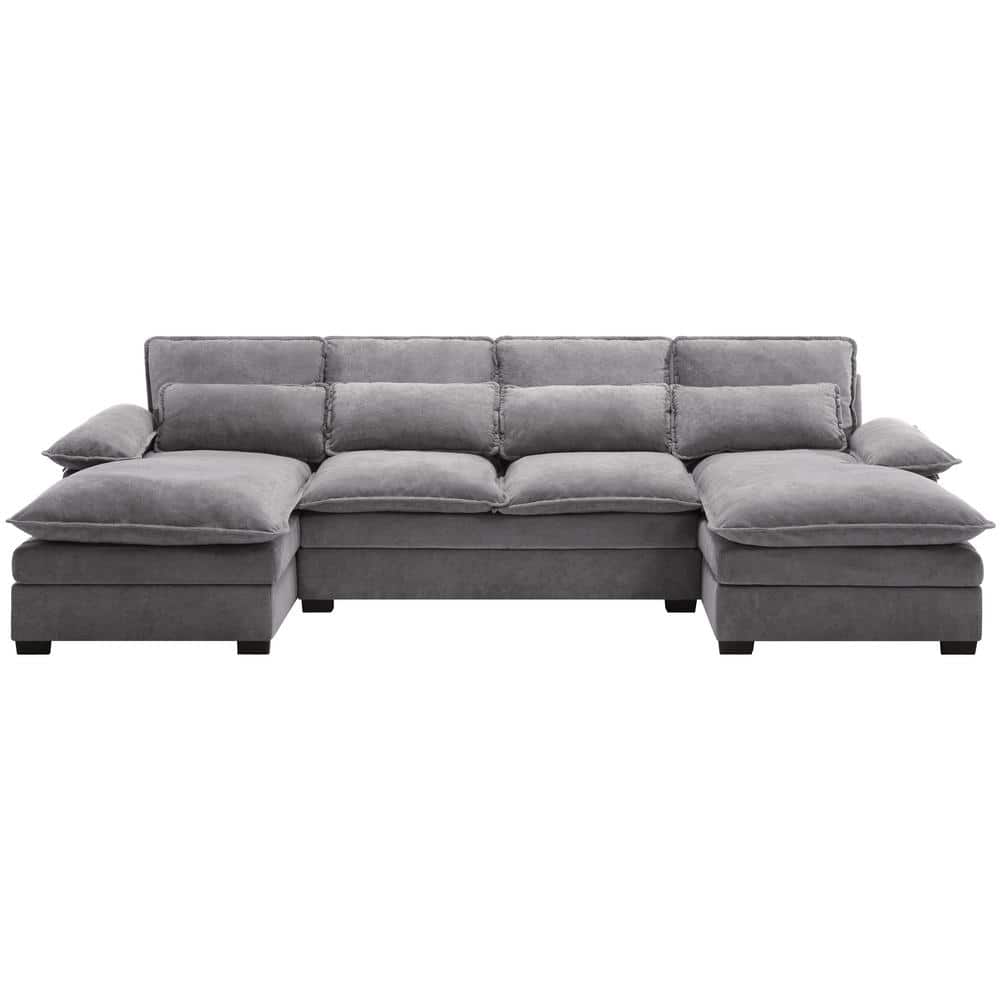 Z-joyee 115 in. Wide Pillow Top Arm Creative Polyester U-Shaped Modern  Modular Sectional Sofa in Gray BD-HLS542800103 - The Home Depot