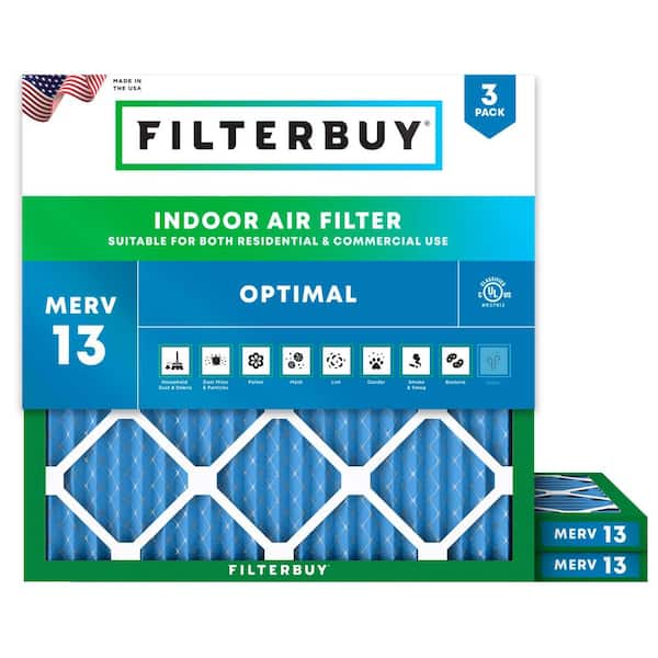 8 in. x 8 in. x 1 in. MERV 13 (FPR 10) Health Defense Pleated HVAC AC Furnace Air Filters Replacement (3-Pack)