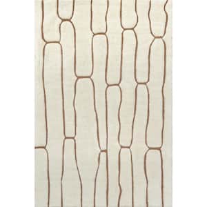 9 ft. x 12 ft. Cream Nazco Abstract New Zealand Wool Indoor Area Rug