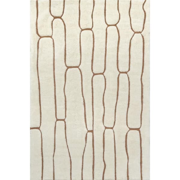 9 ft. x 12 ft. Cream Nazco Abstract New Zealand Wool Indoor Area Rug