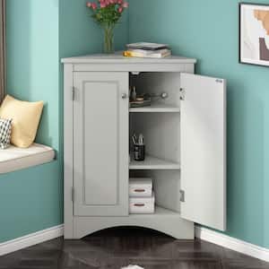 17.2 in. W x 17.2 in. D x 31.5 in. H Gray Triangle Linen Cabinet with Adjustable Shelves