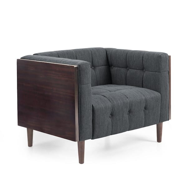Noble House Penman Brown/Charcoal Tufted Club Chair