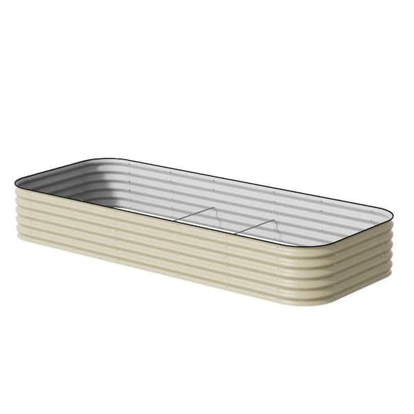 Classic Pearl White Galvanized Steel Oval Raised Garden Bed with Modular X-In-1 Kit (120 in. L x 48 in. W x 17 in. H)
