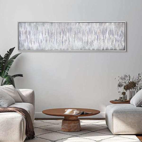 Gray Field Abstract Textured Metallic Hand Painted by Martin Edwards Framed Canvas Wall Art