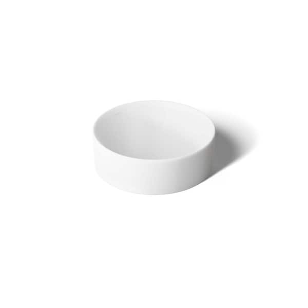 Vox Round Above Counter Vitreous China Bathroom Sink in White with No Overflow Drain