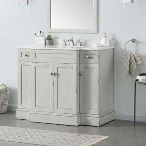 Teagen 42 in. W Bath Vanity in Vintage Grey with Cultured Stone Vanity Top in White with White Basin