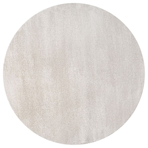 Haze Solid Low-Pile Ivory 6 ft. Round Area Rug