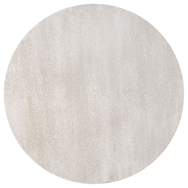 Haze Solid Low-Pile Ivory 6 ft. Round Area Rug