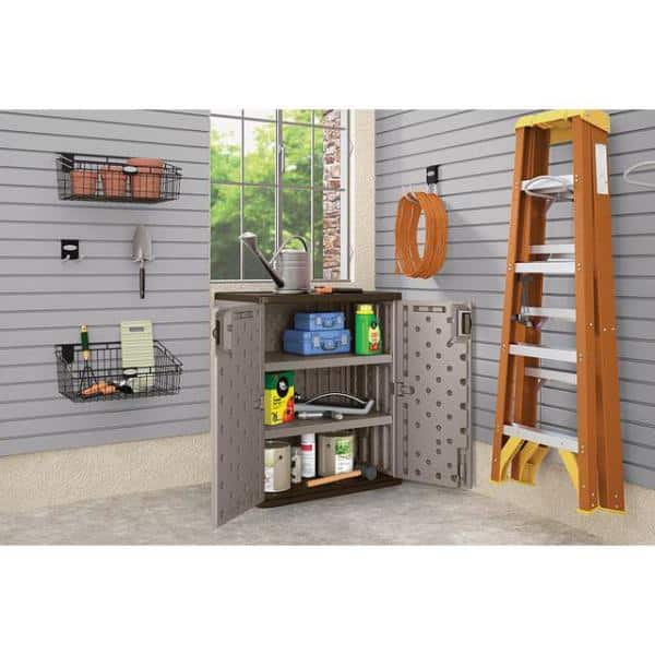 Gray Freestanding Lockable Resin Storage Cabinet with Adjustable Shelving