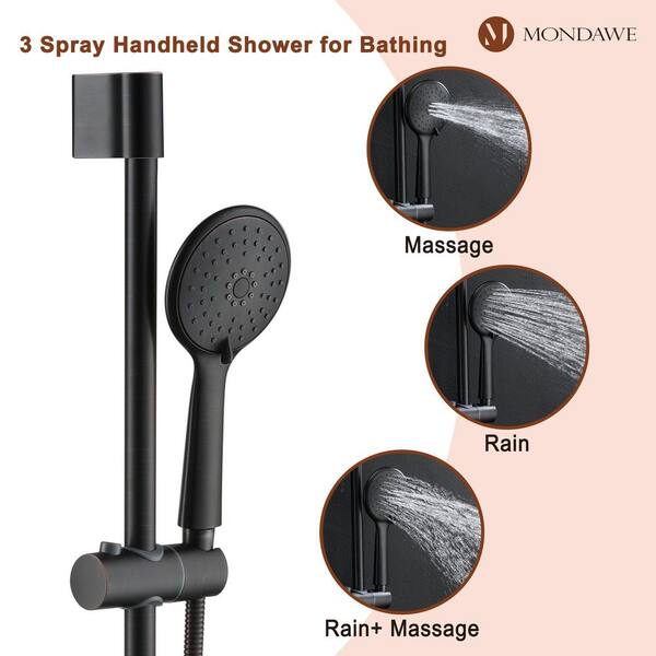 Mondawe Retro Series 3-Spray Patterns with 1.8 GPM 9 in. Rain Wall 