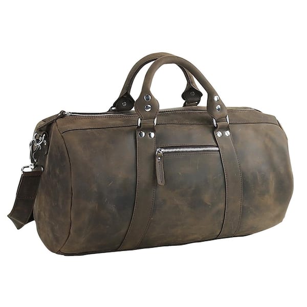 Leather Duffel Bag 28 inch Large Travel Bag Gym Sports Overnight Weekender  Bag by (Brown) 
