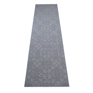 Trellis Floral Abstract Design Cut to Size Gray 26 " Width x Your Choice Length Custom Size Slip Resistant Runner rug