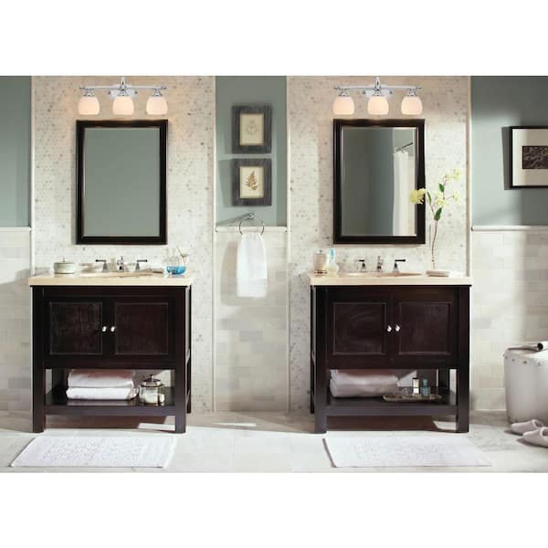 Hampton Bay Bathroom Lockingwood 3-light Polished Nickel Vanity Light for sale online 
