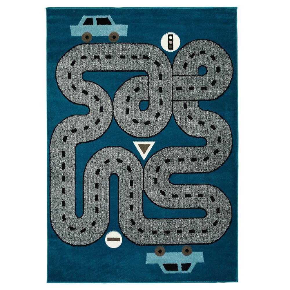 Playful Light Blue / Soft Blue 4 ft. x 6 ft. Indoor Area Rug