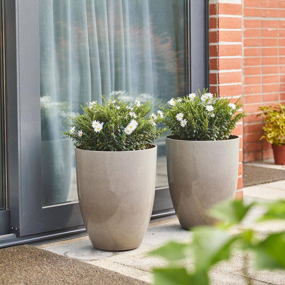 Eco-Friendly Sand Beige Tall Planter Duo for Indoor & Outdoor