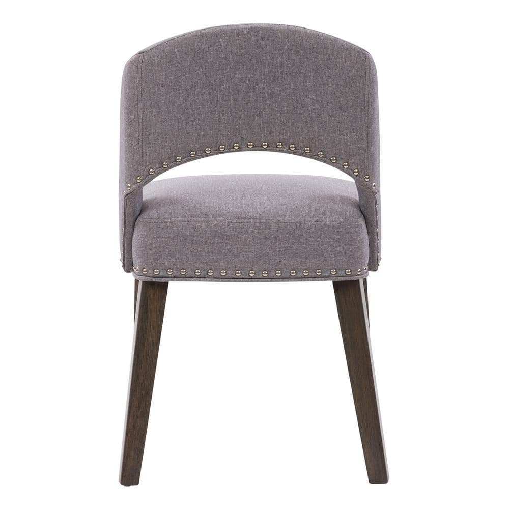 Gray Upholstered Low Back Side Chair with Wood Legs