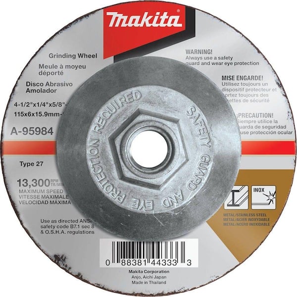 Makita 4-1/2 in. x 1/4 in. x 5/8 in. 36-Grit INOX Grinding Wheel