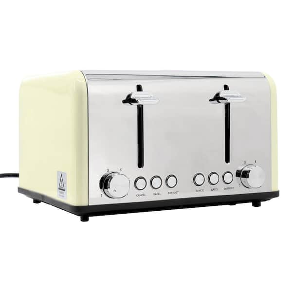 Buydeem Toaster 4 Slice Extra Wide Slots Stainless Steel Retro