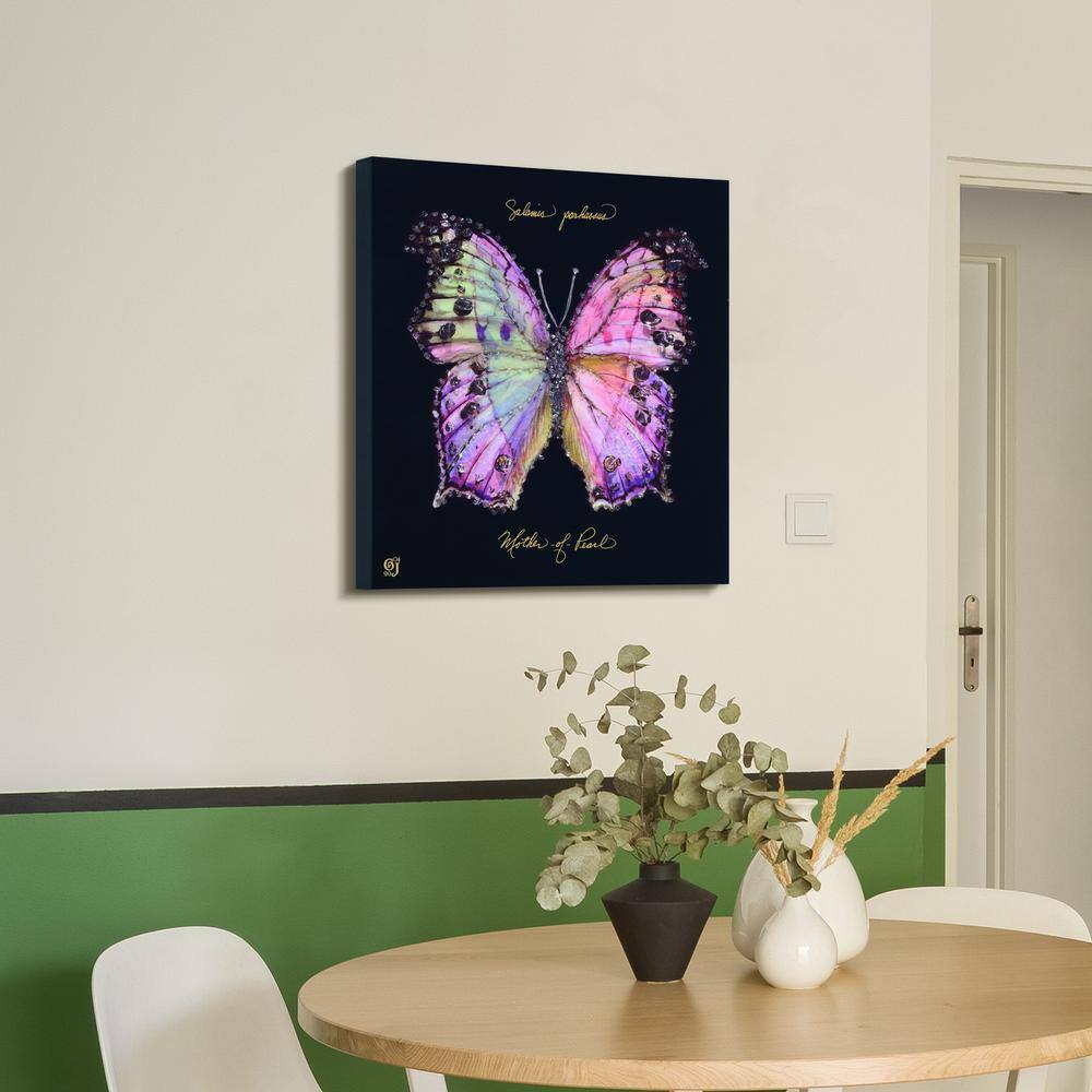 Pink Monarch Elegance 24" x 24" Epoxy Coated Butterfly Canvas Wall Art