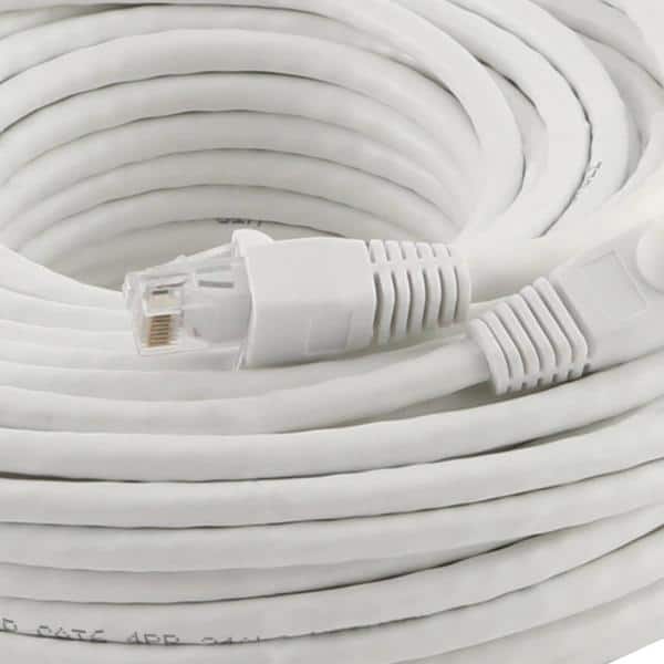 Commercial Electric 100 ft. CAT6 Ethernet Cable in White BSTC6-100WH - The  Home Depot