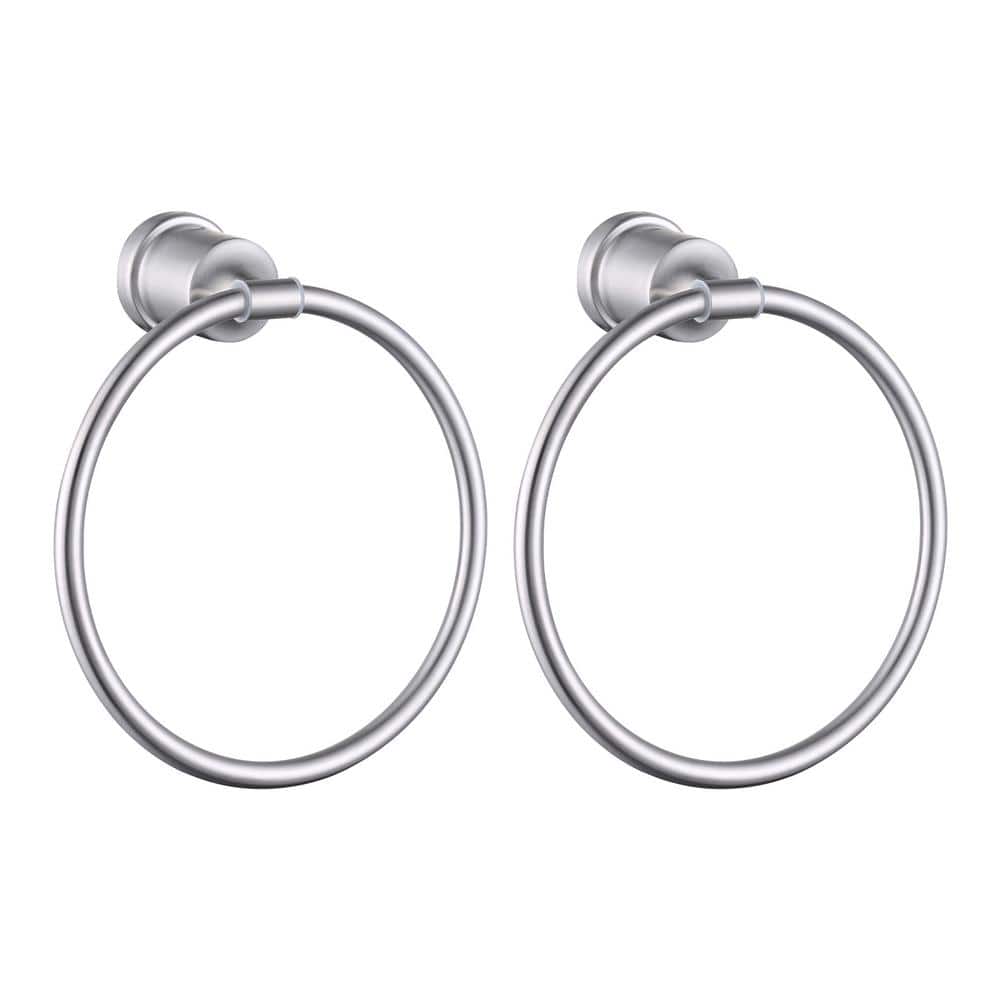 Brushed Nickel Circular Wall Mounted Towel Ring Set