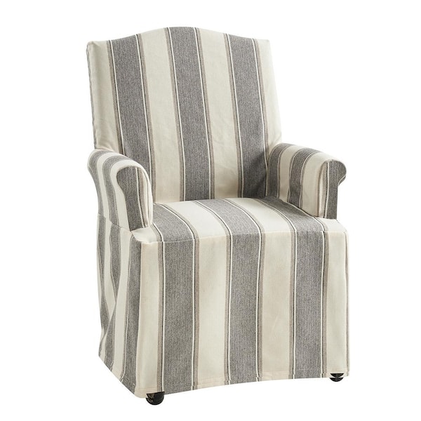 JAYDEN CREATION Adelina Strip Traditional Roll Arm Dining Chair with Hooded Caster Wheels