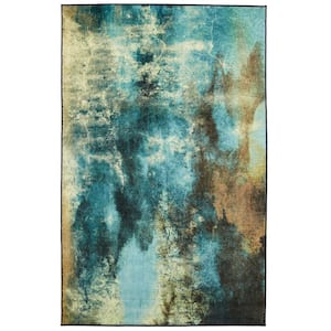 Glacier Water Blue 5 ft. x 8 ft. Abstract Area Rug
