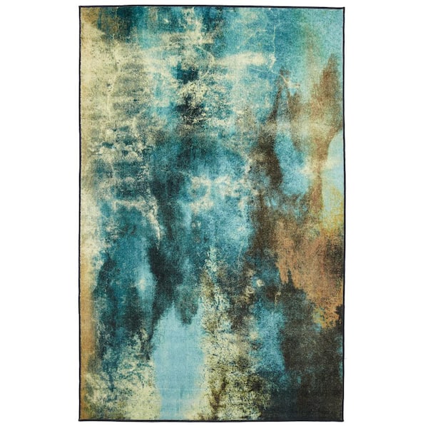 Mohawk Home Glacier Water Blue 5 ft. x 8 ft. Abstract Area Rug