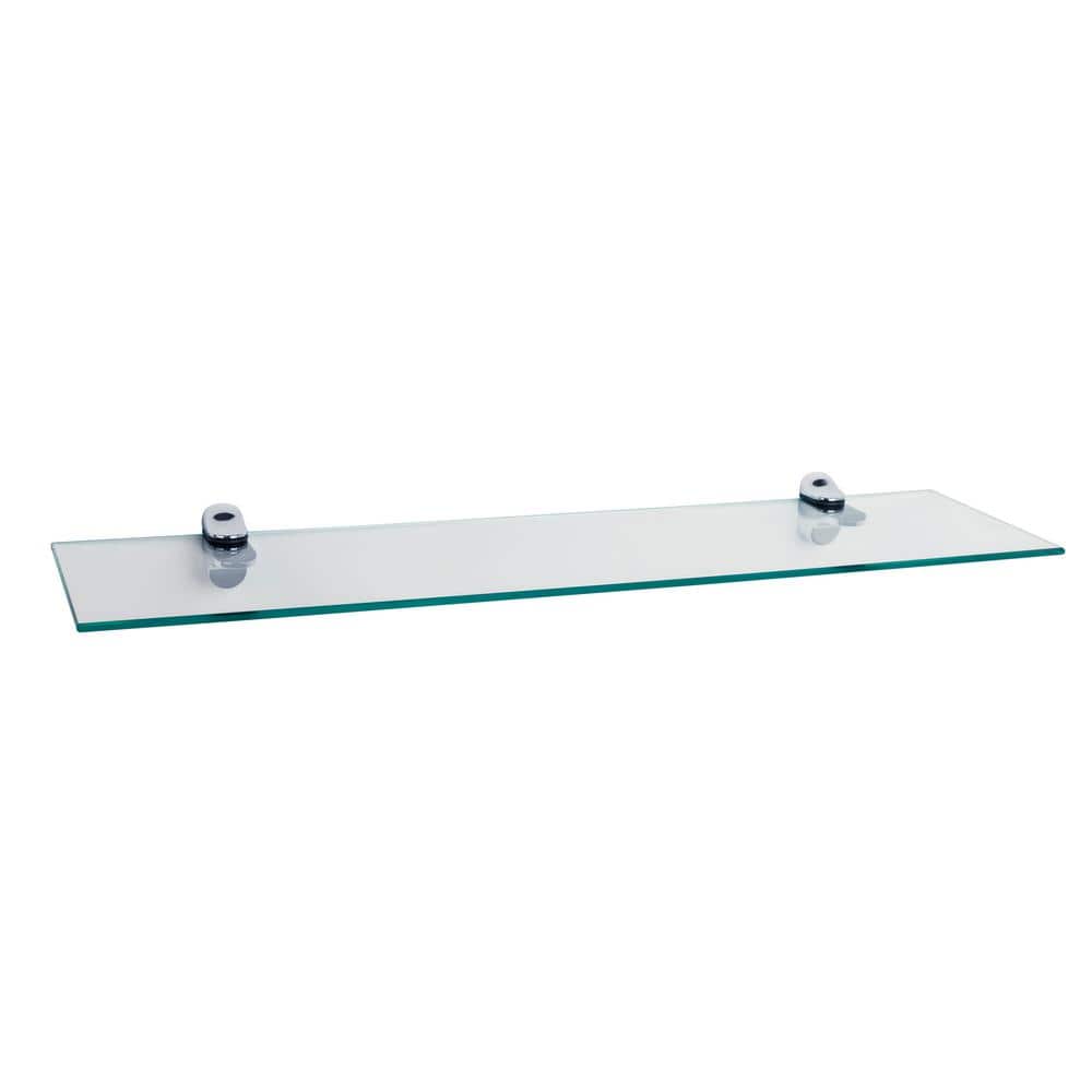 Elegant 24" Black Tempered Glass Floating Wall Shelf