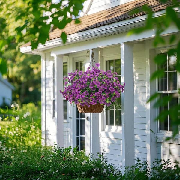 13.8 in. Purple Outdoor Artificial Flower UV Resistant 16-Bundles
