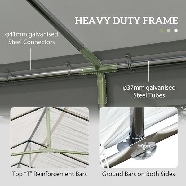 Outsunny 39.4 ft. x 19.6ft. White Large Outdoor Carport